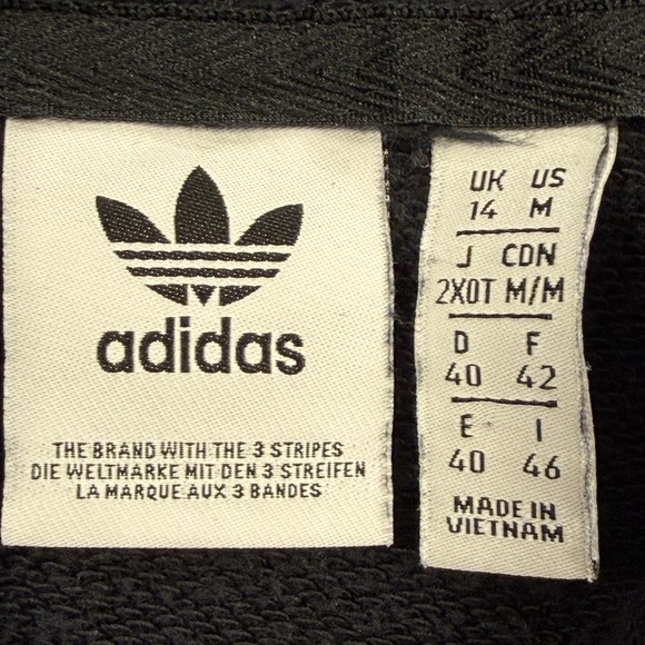 Adidas Originals Hoodie Womens Medium Black Pullover 3 Stripe Trefoil Cropped - Picture 4 of 6